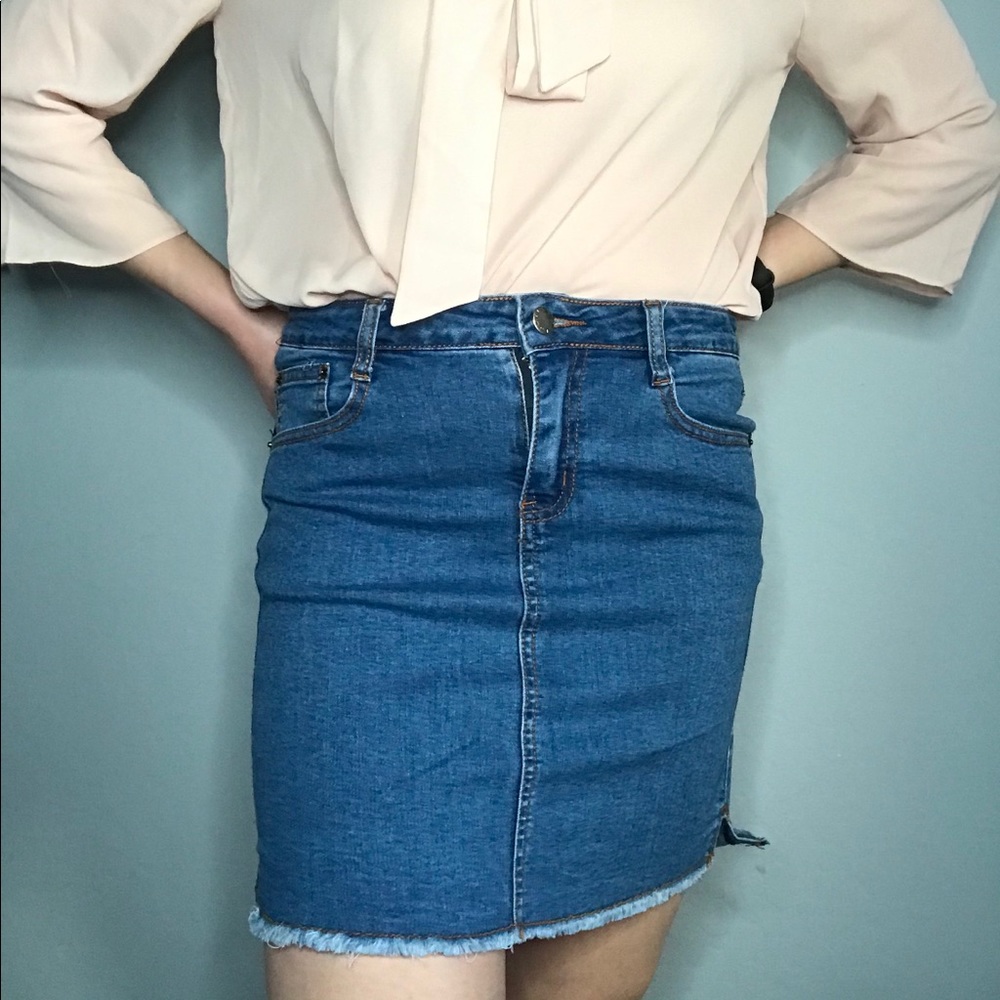 Denim H medium skirt with split
